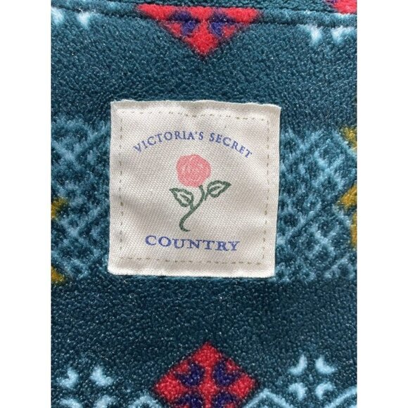 Victoria Secret Country Womens Small Green Fleece Sweatshirt 1/4 Zip 90s Vintage - Picture 4 of 7